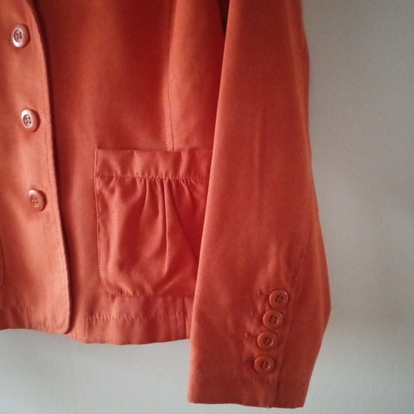 🧡🍊 Orange Women's Blazer | Dalia Collection | Size 12 | Velvet/Suede Texture - Picture 6 of 9